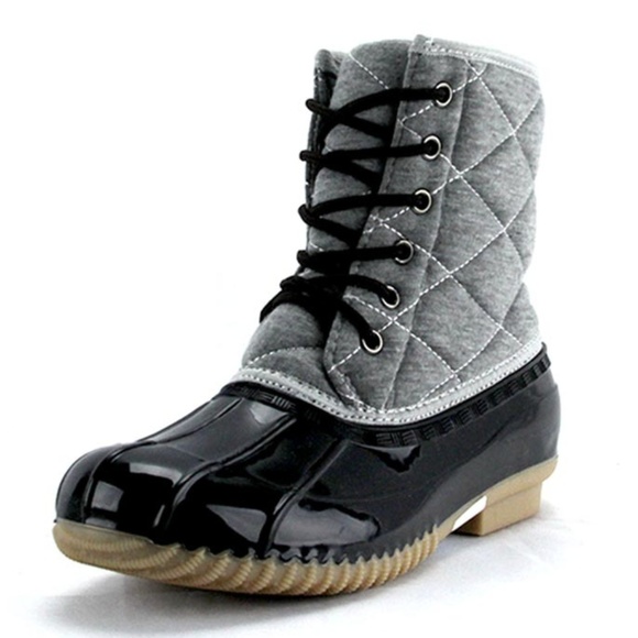 Black Gray Duck Boots Quilted Pattern - Picture 2 of 7